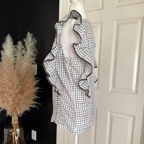 Anthropologie Scotch & Soda Lace Up Neck Ruffle Sleeve Top, White/Navy
Medium - Picture 10 of 12